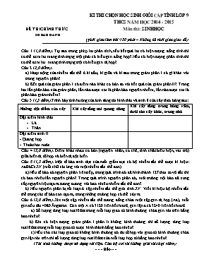 Kì thi chän häc sinh giái cấp tỉnh lớp 9 THCS năm học 2014 - 2015 môn thi Sinh học